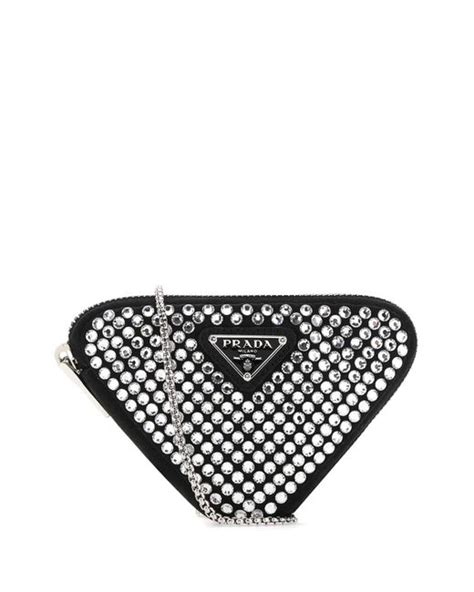 prada embellished crossbody bag white|More.